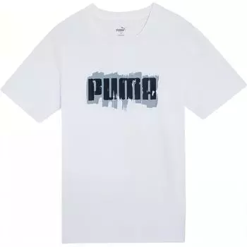 Puma Повседневная футболка с коротким рукавом и графическим принтом логотипа, мужская, белая 676696-02 XL
