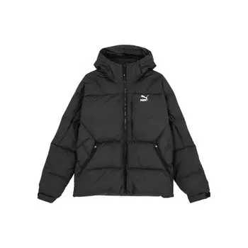 PUMA Casual однотонный пуховик на молнии с капюшоном, мужская верхняя одежда, черный 623496-01 XL