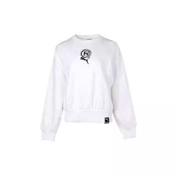 Puma Casual Sport Crew Neck Long Sleeve Women Tops White 531292-02 L
