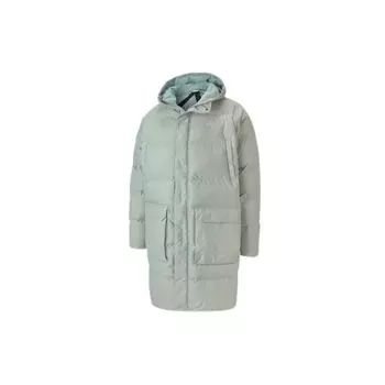 Puma Classics Длинный пуховик средней длины с капюшоном, теплый пуховик, мужская верхняя одежда, серо-зеленый 599309-49 L