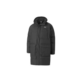 Puma Classics Длинный пуховик средней длины с капюшоном, теплый пуховик, мужская верхняя одежда, черный 599309-01 M