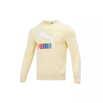 Puma Classics Logo Interest Crew Sweater Мужские топы Бежевый 535287-41 M