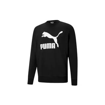Puma Классический мужской свитер с логотипом и принтом, спортивный, с круглым вырезом, черный 531366-01 S