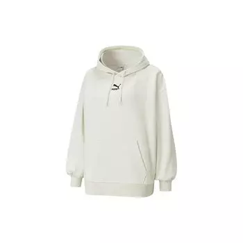 Puma Classics Oversized Logo Повседневная толстовка с капюшоном на флисовой подкладке Женские топы Дымчато-серый 530280-05 M