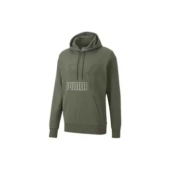 Puma Classics Повседневная толстовка с принтом на шнурке Мужская толстовка с капюшоном темно-зеленая 599300-64 S