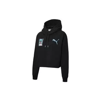 Puma Claw Pack Logo Print Повседневная спортивная толстовка с капюшоном Женские топы Черный 596635-01 XL