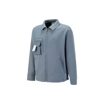 Puma Cny National Style Новогодняя серия Bz Zaozhi Толстовка с капюшоном, однотонная, с карманами-клапанами, многослойная куртка с карманами на молнии, куртки унисекс, серые 539838-69 S
