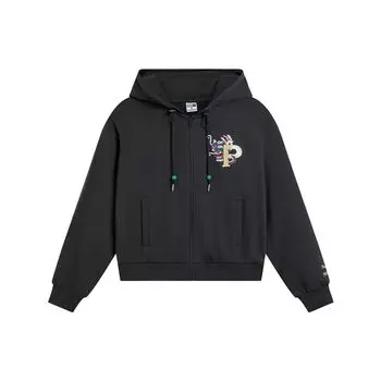 Puma Cny Series Cartoon Anime Pattern Вязаная спортивная толстовка с капюшоном Женская толстовка черная 627272-01 S
