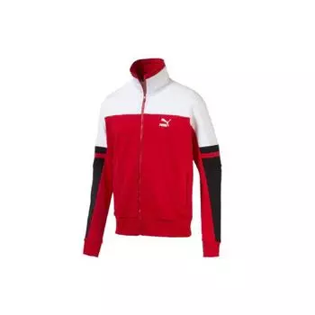 PUMA Color Block Casual Training Long Sleeve Retro Sports Jacket Men jackets Red White 595866-11 XL
