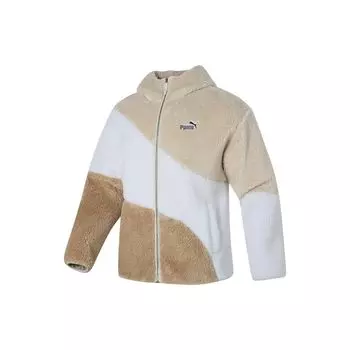 PUMA Color Block Дышащая повседневная куртка Ретро Спортивная стойка Воротник Унисекс Куртки Хаки 678721-87 L