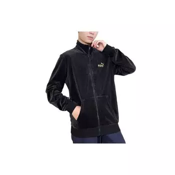 Puma Color Block Logo Print Hooded Long Sleeve Fleece Jacket Men jackets Black 680142-01 M