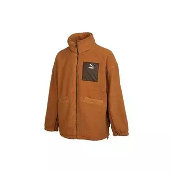 PUMA Color Block Pocket Letter Logo Patch Retro Sports Jacket Unisex Jacket Brown 539750-74 L
