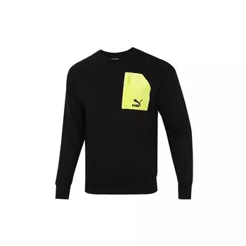 Puma Спортивная толстовка с круглым вырезом и цветными блоками, с карманом на молнии, мужская, черная 535130-01 L