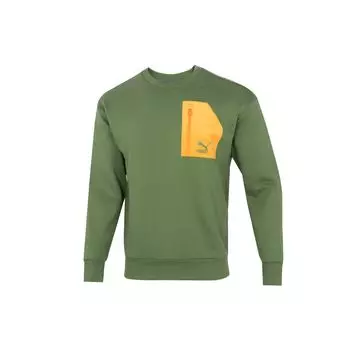 Puma Color-Block Zip Pocket Спортивная толстовка Мужские топы Зеленый 535130-67 S