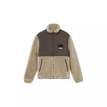 PUMA Colorblock Sports Флисовая куртка с воротником-стойкой Мужские куртки Коричневые 846325-42 XS
