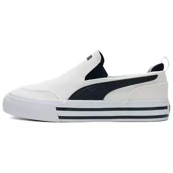 Puma Court Classic Vulc Slip On Белые Темно-синие Унисекс Кроссовки 400216-01 35.5