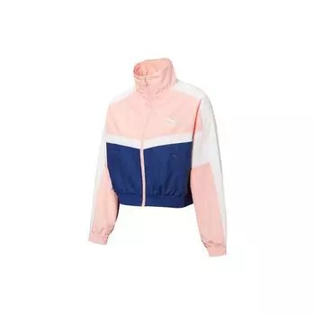 Puma Цветные блоки молния воротник стойка винтажная спортивная куртка женская куртка абрикосово-красный 532686-26 XL