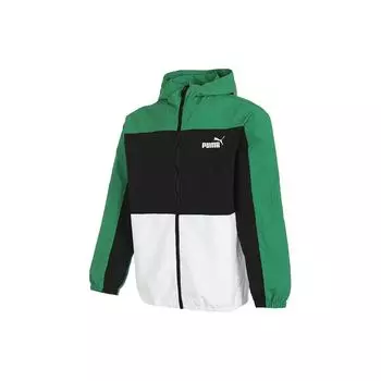Puma Цветные блоки тренировочная спортивная повседневная тканая куртка с капюшоном мужская куртка зеленый черный белый 680350-86 S