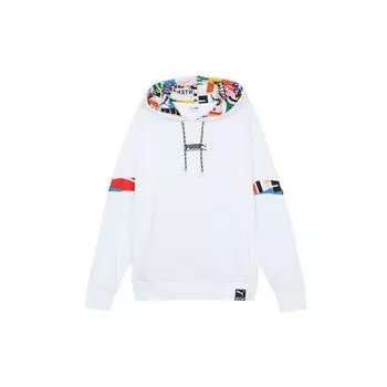 Puma Цветные блоки трикотажные толстовки с капюшоном женские топы белые 531351-02 S