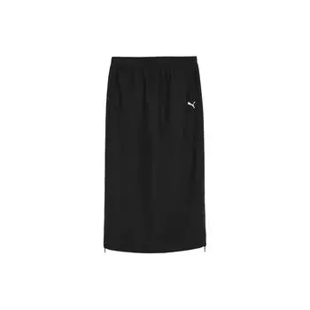 Puma Dare To Midi Woven Skirt Solid Color Sports Breathable Mid Waist Casual Long Skirt Women Skirts Black 628060-01 M