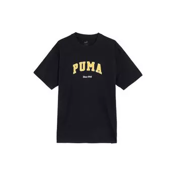 Puma Dopamine Красочные буквы Логотип Принт Круглый вырез Пуловер Свободный Повседневный короткий рукав Футболка Мужская футболка Черный 684366-01 L
