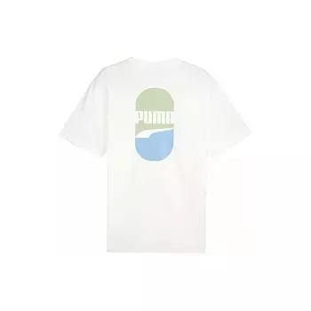 Puma Downtown 180 Logo Design Casual Round Neck T Shirt Unisex Tops White 626086-02 L