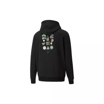 Puma Downtown Fun Logo Print Мужская толстовка с капюшоном Черный 535412-01 M