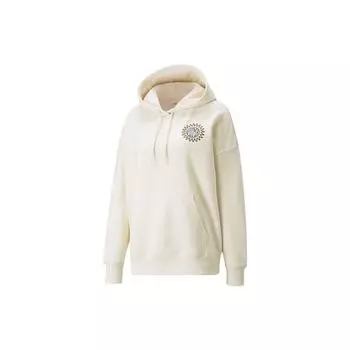 Puma Downtown Logo Print Vintage Casual Hoodie Женские толстовки Natural 535388-99 S