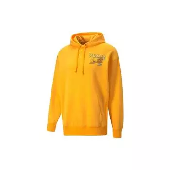 Puma Downtown Series Cartoon Flower Logo Sports Casual Hoodie Men hoodies Bright-Yellow 537753-39 L