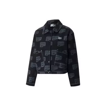 PUMA Downtown Series с логотипом и принтом, однобортная куртка с двойными карманами, женская куртка, черная 537639-01 L