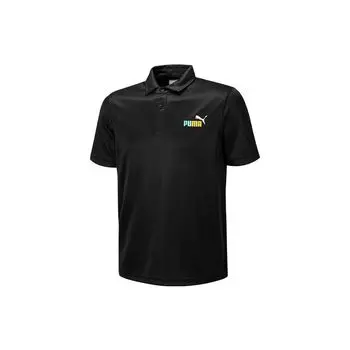 Puma Дышащая повседневная рубашка поло с коротким рукавом и логотипом, мужские топы, черная 678011-01 S