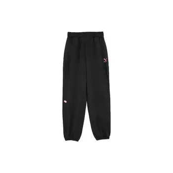 Puma Дышащие повседневные брюки со средней посадкой и свободными манжетами, женские низы, черный цвет 625168-01 S
