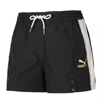 Puma Дышащие тренировочные шорты Color Block с завязками на шнурке, женские шорты, черные 629236-01 XS
