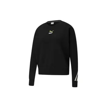 Puma Elevate Knit Sport Crew Neck Sweatshirt Women Tops Black 531078-01 M