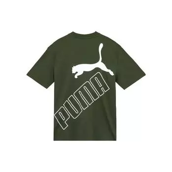 Puma Ess American Retro Logo Print Casual Round Neck Short Sleeve T Shirt Unisex Tops Army-Green 681936-31 S