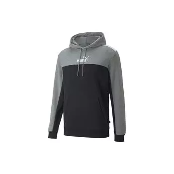 Puma Essentials+ Block Hoodie Color Block Letter Print Long Sleeve Sweatshirt Men hoodies Black 847428-01 S