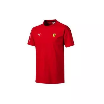 Puma Ferrari Racing Series Повседневная спортивная лоскутная футболка с круглым вырезом Мужские топы Красный 595427-01 M