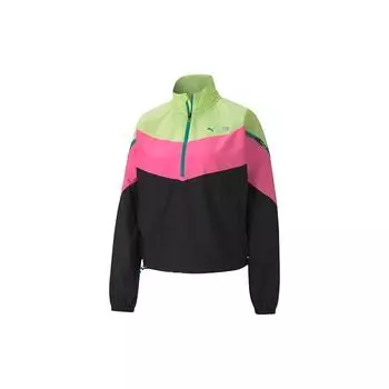 Puma First Mile Xtreme Colorblock Ветровка с воротником-стойкой Тренировочная куртка Женские куртки Черный Желтый Розовый 519567-02 S