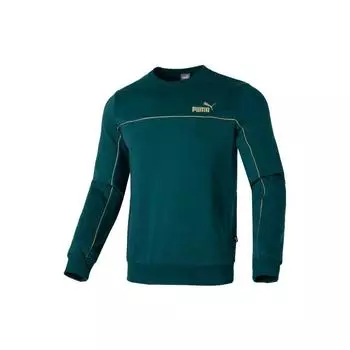 Puma Флисовая толстовка с круглым вырезом и логотипом бренда, мужская толстовка, зеленая 680140-43 L