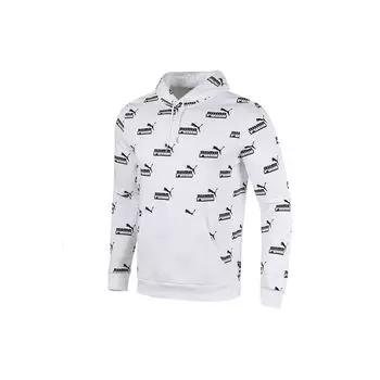 Puma Full Print Logo Graphic Hoodie Мужская Толстовка Белый 588803-02 M
