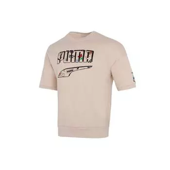 Футболка с коротким рукавом и круглым вырезом Puma Fun Print Logo, мужские топы цвета хаки 532041-68 XL