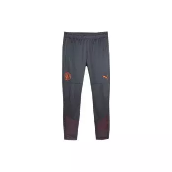 Puma Футбольные тренировочные брюки Manchester City с логотипом и принтом средней посадки, повседневные трикотажные брюки для мужчин, темно-серые 772864-16 M