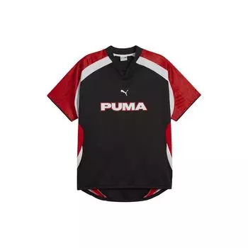 Puma Футбольный трикотажный пуловер с v-образным вырезом, футболка с короткими рукавами, топы унисекс, черный 627936-01 L
