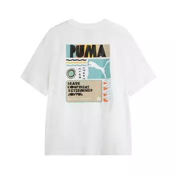 Puma Футболка унисекс с круглым вырезом, модная, универсальная, с коротким рукавом, с логотипом, белая 634162-02 XS