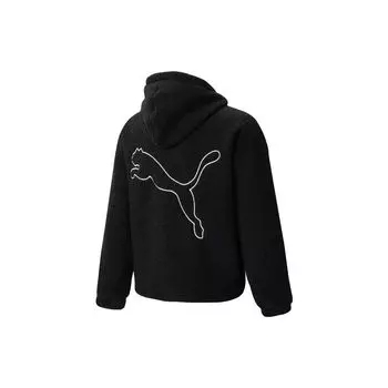 Puma FW22 Back Logo Print Флисовая куртка с капюшоном на молнии Верхняя одежда унисекс Черный 539568-01 M