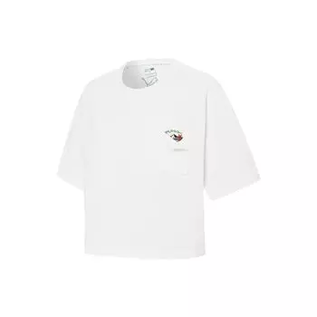 Puma Glamping SS Crop Tee with Embroidered Logo Women Tops White 536880-02