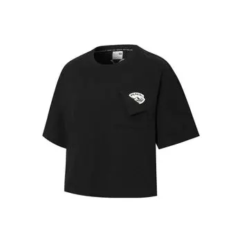 Puma Укороченная футболка Glamping SS с вышитым логотипом, женские топы, цвет черный 536880-01 S