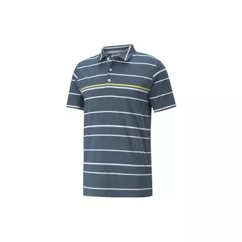 Puma Golf Series SS22 Street Casual Striped Short Sleeve Polo Men Tops Navy-Blue 532976-11