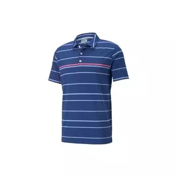 Puma Рубашка поло с короткими рукавами и полосатым принтом Golf Series Мужские топы Темно-синие 532976-10 L