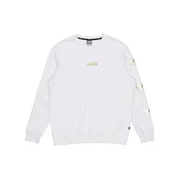 Puma Праздничный логотип с металлическим принтом, повседневный спортивный свитер, толстовка, мужские топы, белый цвет 586348-02 L